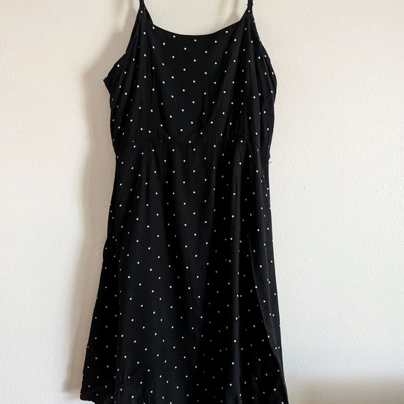 Blue Rain Black Polka Dot Dress Womens Sz Large Front Tie Vneck Cottagecore - Picture 4 of 9